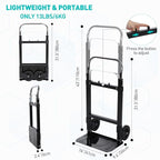 RedSwing Dolly Cart Folding Hand Truck, Portable Convertible Dolly Heavy Duty, Foldable Collapsible Cart for Moving Luggages, Warehouse, Office, Home, 180Lbs Load Capacity