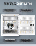 Uniclife 60 Position Slotted Key Cabinet with Combination Lock Resettable White Digital Security Storage Box Steel Key Organizer with Slotted Racks White Key Tag Labels and Permanent Pen