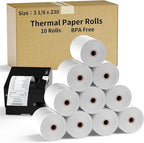 CLASSY Thermal Paper 3 1/8 x 230ft, 10 Rolls Receipt Paper for Cash Registers Printer, ATM Machine,Compatible with Wide Range of POS Systems for Small Business