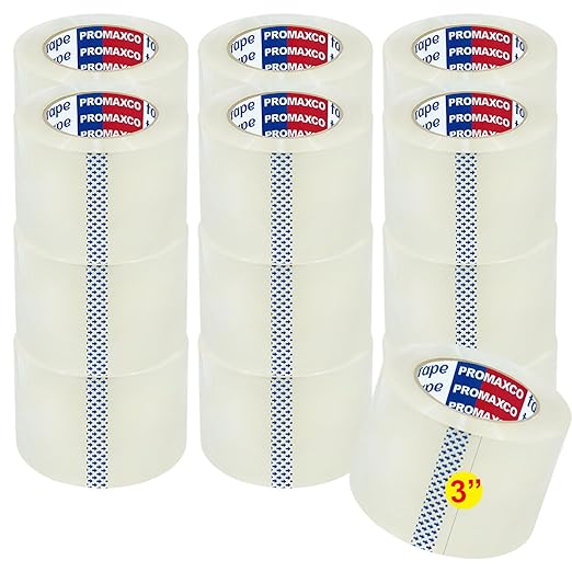 3" Heavy Duty Packing Tape, 18 Rolls, Clear, 3" Core, Total 990Y, Clear, 2.5 mil, 3 in x 55 Yards, Refill for Packaging and Shipping(3" Width, not 2" Width)