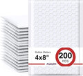 Fuxury Bubble Mailers 4x8 Inch White 200 Pack Padded Envelopes Usable Size 4x7" Thick Mailing Envelopes Bubble Opaque Padded Mailers Shipping Bags for Mailing Jewelry Makeup Small Business#000