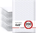 Fuxury Bubble Mailers 4x8 Inch White 200 Pack Padded Envelopes Usable Size 4x7" Thick Mailing Envelopes Bubble Opaque Padded Mailers Shipping Bags for Mailing Jewelry Makeup Small Business#000
