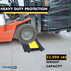 Kable Kontrol Atlas Heavy Duty Cable Protector Ramp - 2 Channel - 1 Pc - 35” Long Black & Yellow – 32000 Lbs Capacity - Rubber Speed Bump Wire Protector Cord Cover – CP9985