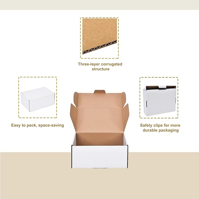 9x6x4 Inches Shipping Boxes Set of 15,White Corrugated Cardboard Box Literature Mailer for Small Business, Literature Mailer Box Packaging Supplies