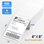 Fanfold 4" x 6" Direct Thermal Labels 2000 Thermal Printer Paper 4 Stacks Shipping Labels