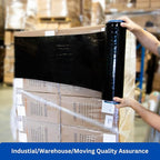 Noah's Ark Warehouse 18" x 1500FT Industrial Class Pallet Wrap, 60 Gauge 4 Rolls Black Stretch Film for Warehouse Packing, Adhering Packing Moving Packaging (4 Pack)