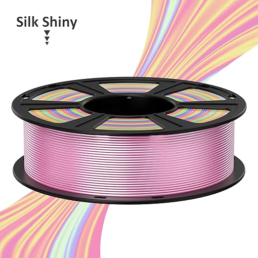 Geeetech Silk PLA Filament 1.75mm for 3D Printer, Metal-Like Shiny Consumable 1kg (2.2lbs) 1 Spool, Dimensional Accuracy +/- 0.03 mm,Metallic White