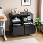 2 Drawer File Cabinet, Rolling File Cabinet with Lock, Metal Filing Cabinets Under Desk Storage Organizer with Wheels for A4/Letter/Legal (Black)