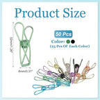 PATIKIL 50Pcs Paper Office Binder Clips, 1.26" Small Metal Wire Hollow Out Paper Clamps Long Tail Binder Clips for Photo Clothes Hanging Office Home Kitchen Food Package, Black/Green