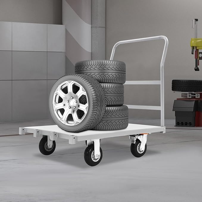 36"x24" Heavy Duty Platform Truck Cart, 2000lbs Capacity Steel Flatbed Cart with Front Handle & Side Hanldes, Industrial Grade Steel Hand Push Dolly Cart for Garden, Warehouse＆Yard