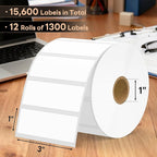 3" x 1" Direct Thermal Labels, Strong Adhesive Barcode & Return Address Stickers Compatible with Zebra, Rollo, Munbyn & Most Desktop Thermal Printers (12 Rolls / 15600 Labels), TRSTGIX