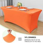 Obstal 6 Pack Stretch Spandex Table Covers for 6 Foot Tables - 6 FT Universal Rectangular Fitted Tablecloth Protector for Wedding, Banquet, Party, 72 Length x 30 Width x 30 Height Inches, Orange