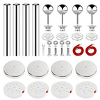 Stainless Steel Stanchion Post Queue,5 ft Red Velvet Rope Red Carpet Ropes and Poles Crowd Control Barriers,Sand Injection Hollow Base and Velvet Ropes Set for Party Supplies (4 Pieces, Silver)