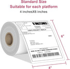 4”x6” Thermal Labels 250 Labels - BESTIKER 4x6 Shipping Labels 1 Rolls, Compatible Zebra 2844 Brother Rollo Direct Thermal Printer Label 4x6 Paper, 1” Core