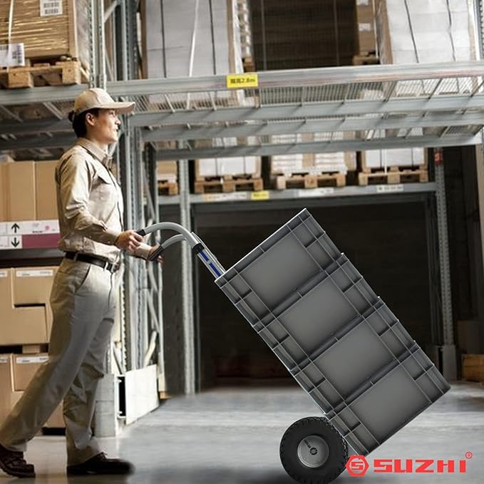Large Wheel Hand Truck/Two Wheel Appliance Dolly Cart with 2 Straps / 600lb Load/Heavy Duty/for Equipment/Furniture/Electrical Appliances/Large Cartons/Warehouse