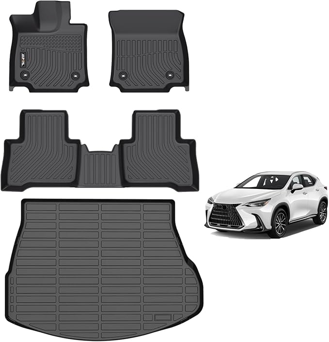 AIPOIL® Floor Mats & Cargo Liner Set for 2022-2025 2026 Lexus NX Hybrid (Include Plug-in) All Weather Protection TPE Anti-Slip Automotive Full Set Custom Car Mats Accessories - Black