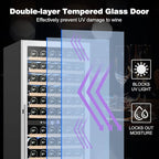 Tylza 24 Inch Wine Fridge Dual Zone, 180 Bottles Wine Cooler Refrigerator With Stainless Steel and Professional Compressor, Fast Cooling Low Noise and No Fog Built-in or Freestanding