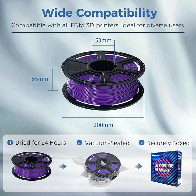 FLASHFORGE ABS Pro Filament 1.75mm Purple, 3D Printer Filament 1kg (2.2lbs) Spool-Dimensional Accuracy +/- 0.02mm, Hot Deformation Below 90℃, Great for Printing Heat-Resistant Functional Parts