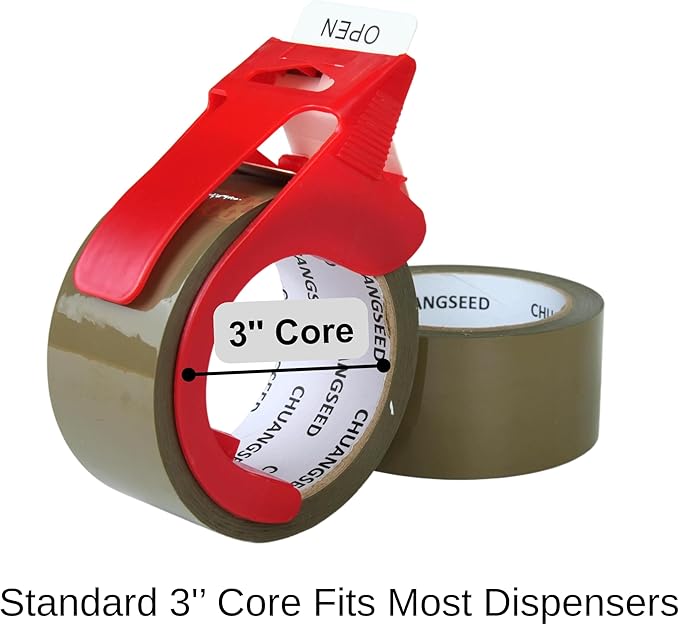 12-Pack Brown Packing Tape with Dispenser, 2.4 Mil 1.88 Inch x 60 Yards,Total 720yds,12 Refills Rolls Packaging Tape for Moving, Shipping and Storage