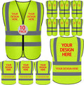 BeautyWill Custom Safety Vest Customized Logo Class 2 High Visibility Reflective Vest with Pockets Construction workwear