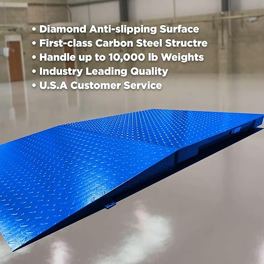 PEC Heavy-Duty Industrial Floor Scale with Carbon Steel Ramp, Warehouse Pallet Weighing Equipment, Accurate Digital Indicator Included (48” x 72”, Ramp4840)