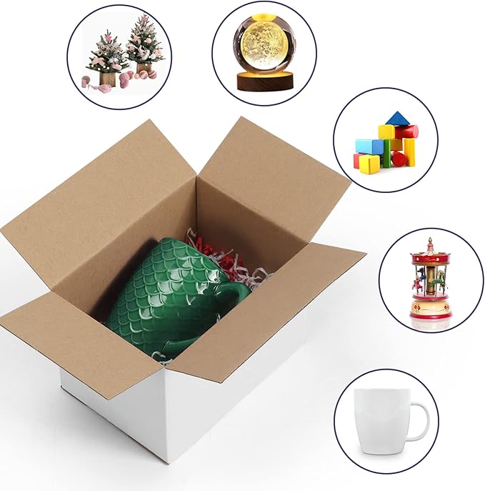 Shipping Boxes for Small Business, White 40 Pack 7x5x5 Inch Corrugated Cardboard Boxes for Packaging, Mailing, Storage