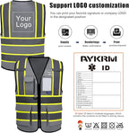 AYKRM 11 color High Vis Reflective Safety Vest for Women Men Security Pocket Zipper