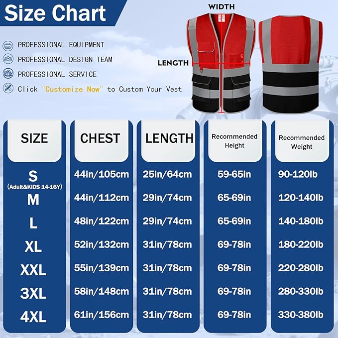 BeautyWill 10/20 Pack Custom Logo Safety Vest,Bulk High Visibility Class 2 Reflective Work Vests