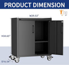 Metal Tool Cabinet,Garage Storage Cabinet System,Wall Cabinet & Locking Rolling Tool Cabinet with Doors and Adjustable Shelves,Steel Tool Cabinets for Home (2 Pcs-StyleB, Black)