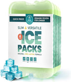 Healthy Packers Reusable Ice Packs for Lunch Boxes - Long Lasting Slim Freezer Packs, Thin Non-Toxic BPA-Free Hard Gel Ice Blocks for Coolers, Kids & Adults Lunch Bags, Travel, Camping, Food Storage