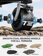 Wagons Carts Foldable Heavy Duty,440lbs Capacity & 350L Collapsible Utility Cart with Big All Terrain Wheels for Beach, Garden, Camping, Grocery Coal Black
