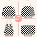 FlowFly Lunch Bag for Women Insulated Lunch Box Corduroy Lunch Tote Cooler for Travel Work Picnic,Corduroy Plaid Black
