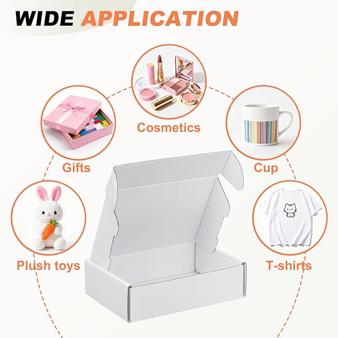 PATIKIL 6 x 4 x 1.6 Inch Shipping Boxes, 30 Pack Color Corrugated Cardboard Box Cute Carton Boxes Literature Mailer for Mailing Packaging Small Business Gift Storage, White