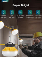 LEDIARY 50FT LED Construction String Lights, 50W 5000LM String Work Light, Linkable Temporary Lighting for Jobsite, Patio, Indoor, Outdoor-ETL Listed