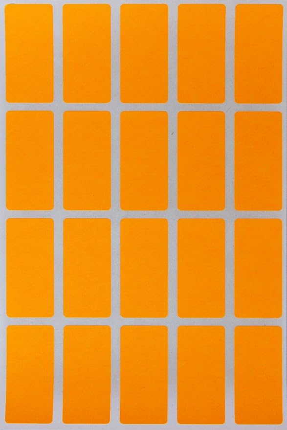 Royal Green Rectangular Color Labels 1.57 inch x 0.75 inch - Rectangle Color Coding Stickers in Neon Orange (40mm x 19mm) - 100 Pack