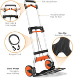 Dolly Cart, 309 lb Aluminum Folding Hand Truck with Swivel Handle, Heavy Duty Utility Dolly Foldable Trolley with Elastic Cord, 7 Inch Wheels for Moving, Warehousing, Shopping and More