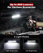 Rechargeable Work Light, 5000mAh Flexible Gooseneck LED Work Light with Magnetic Base, 800LM Portable Mechanic Light for Auto Repair, Workbench, Grill, Inspection, Black