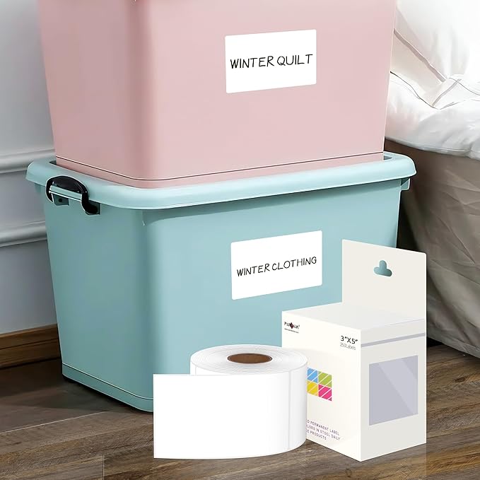 PARLAIM 3 X 5 Inch 4Rolls/1000 Per Rectangle Inventory Color Coding Labels,Roll Square Label Stickers for Home (White)