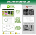 25 Panels Garden Fencing Animal Barrier, 17in (H) X 27ft (L) No Dig Dog Fence, 1.25 in Gap Fence Border for Dogs Rabbits, Rustproof Metal Decorative Fences Blocker for Outdoor, Yard, Patio, White