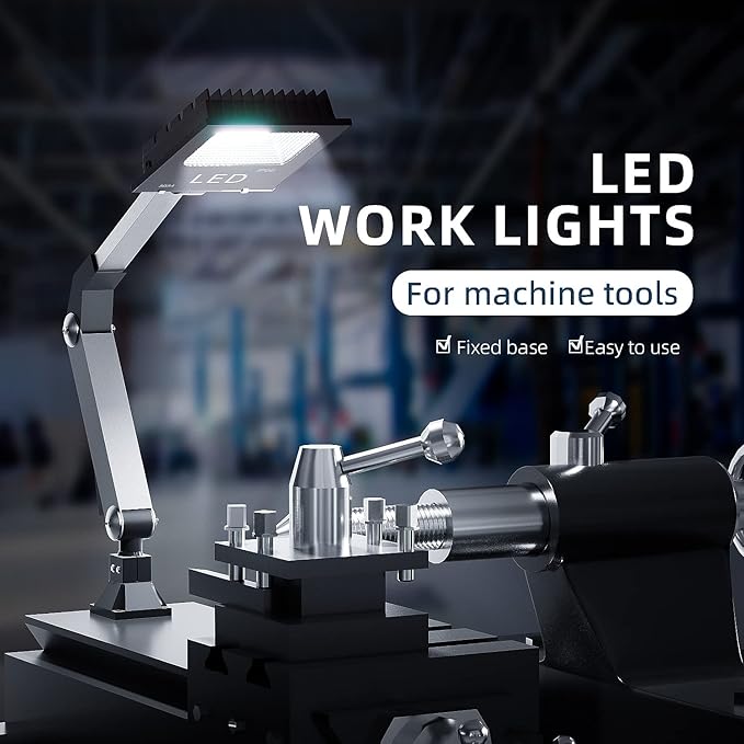 3000 Lumens LED Machine Light with 1M Cable, Adjustable Gooseneck Arm & Screw Base for Drill Press, Lathe, Workbench, Garage
