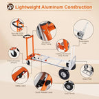 4-in-1 Convertible Hand Truck Dolly Cart, 770 lbs Heavy Duty Folding Hand Truck with 10" Solid Wheels, Aluminum Portable Dolly Hand Cart for Moving, Office, Home & Warehouse Use