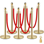 VEVOR Velvet Ropes and Posts 6 Pcs Red Velvet Rope 5 ft, Stanchions Solid Base with Ball Top, Crowd Control Barriers Gold Stanchions, Red Carpet Poles, Crowd Control Ropes and poles for Party Supplies