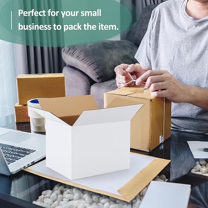 Eupako 30 Pack Small Shipping Boxes Assorted Sizes, White Corrugated Box Mailers, Cardboard Boxes for Packaging Small Business, Mailing, 6x6x6 & 8x6x6 & 11x6x6 10 PCS Each Small Boxes