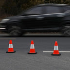 Fluorescent Orange/Green PVC Traffic Cones, Heavy Black Base Parking Lot Cone Structurally Stable Weatherproof Road Construction Safety Cones (8, Orange, 12" Small)