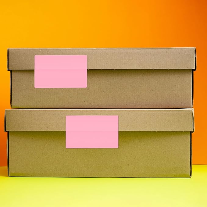 Pink Rectangle Stickers 3 x 2 Inch Color Coding Labels Vinyl Roll Self-Adhesive Waterproof Removable 500 PCS