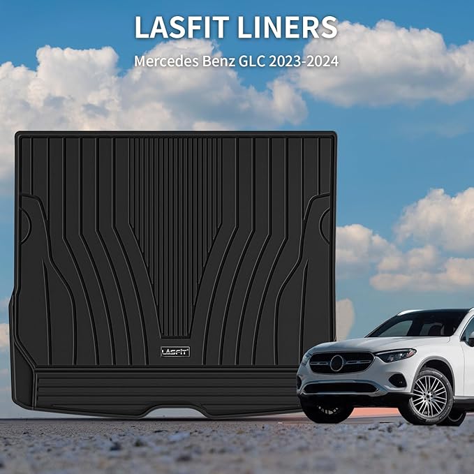 LASFIT Cargo Mat for Mercedes Benz GLC SUV 2026 2025 2024 2023 300 / AMG / 63AMG S E (Not Fit PHEV (350e)), All Weather TPE Cargo Liner Custom Fit GLC 2023-2026 Trunk Mat, Black