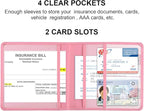 Cacturism Car Registration and Insurance Holder, Vehicle Glove Box Car Organizer，Women Interior Car Accessories Case for Cards, Essential Document, Driver License, Pink