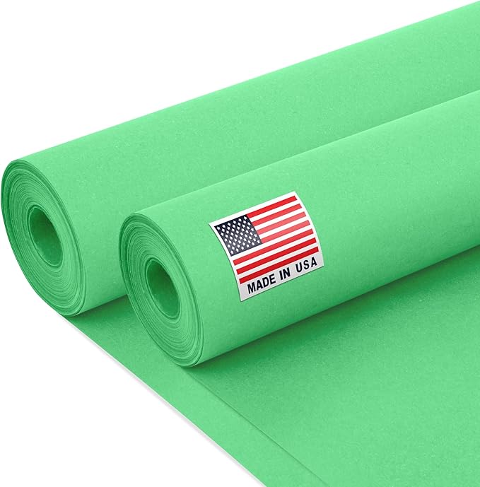 24" x 1200" (100 ft) Green Kraft Paper Roll (Value Pack of 2), 45 lbs Thickness, Made in USA Colored Kraft Paper for School, Bulletin Board - Odorless, Non-Toxic, Safe for Kids
