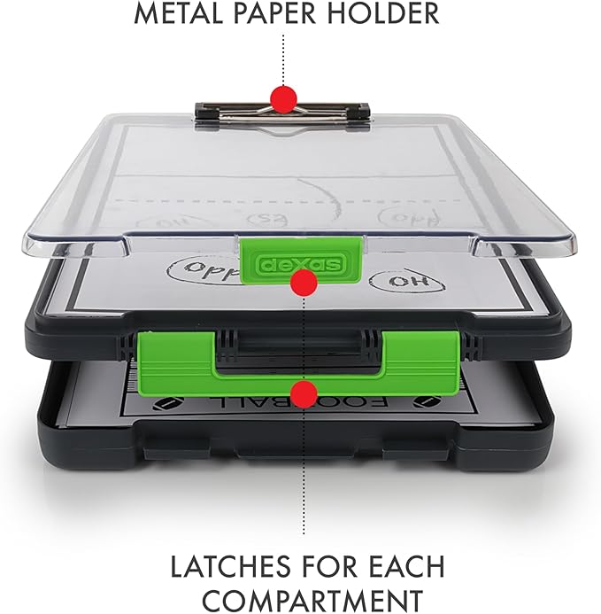 Dexas Clearview Clipcase clipboard13.75 X 9.5 in, Green. See Papers Clearly Outdoors, Stay Organized and Dry. Ideal for Coaching, Teaching, homeschooling, Art, Trades, and Medical pros