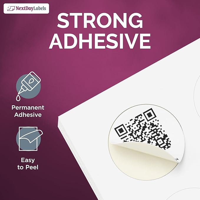 NextDayLabels - 2 Inch Round Labels for Bleeds - Sticker Labels for Printer - Matte White Blank Laser/Inkjet Printer Labels - Circle Stickers Printable Labels (500 Sheets, 12 Per Sheet, 6000 Labels)